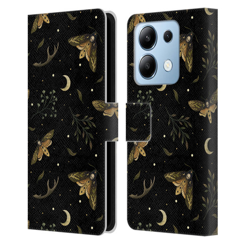 Episodic Drawing Pattern Death Head Moth Leather Book Wallet Case Cover For Xiaomi Redmi Note 13/13 Pro 5G