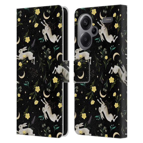 Episodic Drawing Pattern Bunny Night Leather Book Wallet Case Cover For Xiaomi Redmi Note 13 Pro Plus 5G