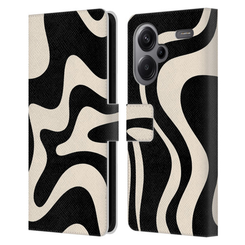 Kierkegaard Design Studio Retro Abstract Patterns Black Almond Cream Swirl Leather Book Wallet Case Cover For Xiaomi Redmi Note 13 Pro Plus 5G