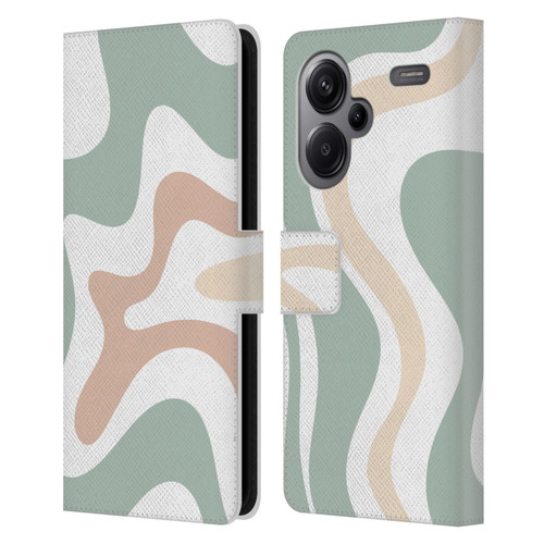 Kierkegaard Design Studio Retro Abstract Patterns Celadon Sage Swirl Leather Book Wallet Case Cover For Xiaomi Redmi Note 13 Pro Plus 5G