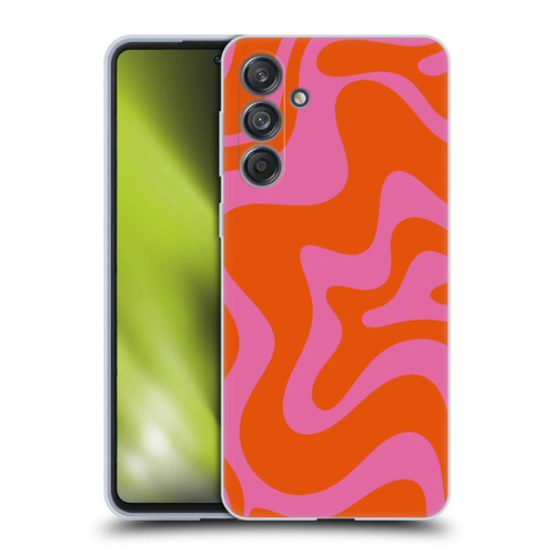 Kierkegaard Design Studio Retro Abstract Patterns Hot Pink Orange Swirl Soft Gel Case for Samsung Galaxy M55 5G