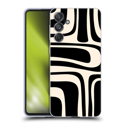 Kierkegaard Design Studio Retro Abstract Patterns Palm Springs Black Cream Soft Gel Case for Samsung Galaxy M55 5G