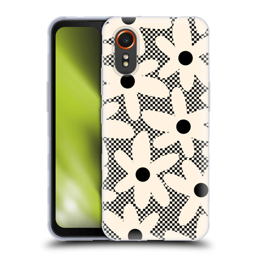 Kierkegaard Design Studio Retro Abstract Patterns Daisy Black Cream Dots Check Soft Gel Case for Samsung Galaxy Xcover7 5G