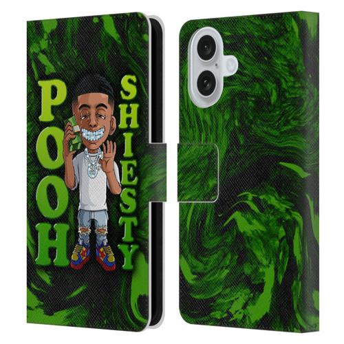 Pooh Shiesty Graphics Green Leather Book Wallet Case Cover For Apple iPhone 16