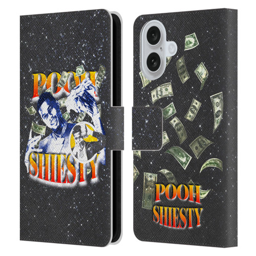 Pooh Shiesty Graphics Art Leather Book Wallet Case Cover For Apple iPhone 16