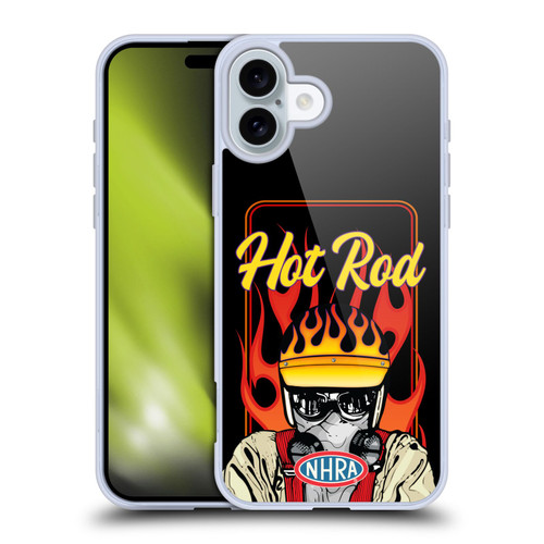National Hot Rod Association Graphics Hot Rod Helmet Soft Gel Case for Apple iPhone 16 Plus