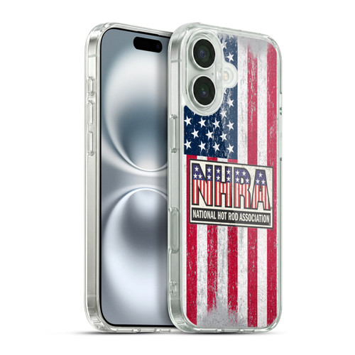 National Hot Rod Association Graphics US Flag Soft Gel Case for Apple iPhone 16 Plus & MagSafe