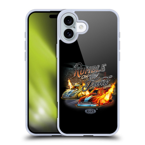 National Hot Rod Association Graphics Rumble On The Track Soft Gel Case for Apple iPhone 16 Plus