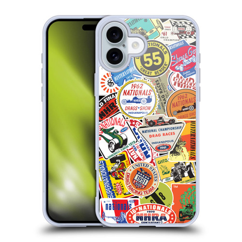 National Hot Rod Association Graphics Vintage Sticker Type Soft Gel Case for Apple iPhone 16 Plus