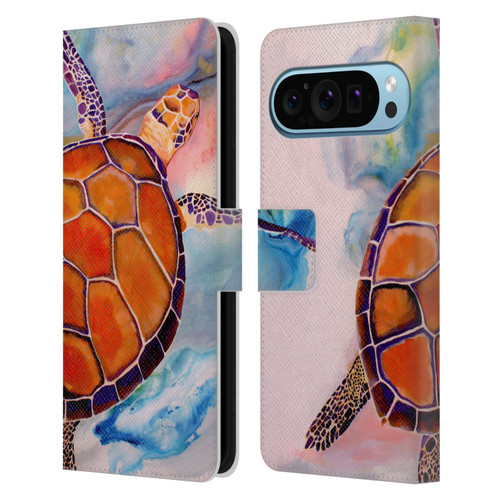 Jody Wright Animals Tranquility Sea Turtle Leather Book Wallet Case Cover For Google Pixel 9 / Pixel 9 Pro