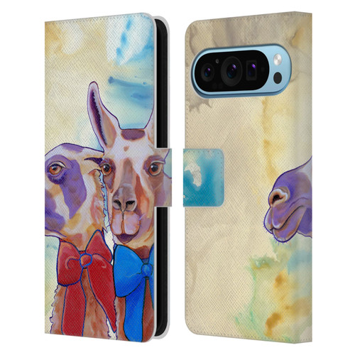 Jody Wright Animals Lovely Llamas Leather Book Wallet Case Cover For Google Pixel 9 / Pixel 9 Pro