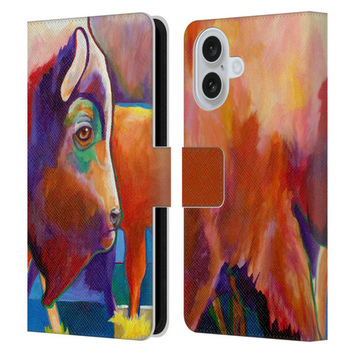 Jody Wright Animals Bison Leather Book Wallet Case Cover For Apple iPhone 16