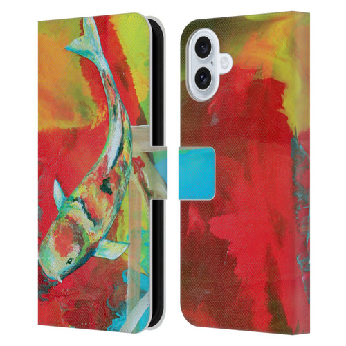 Jody Wright Animals Koi Fish Leather Book Wallet Case Cover For Apple iPhone 16 Plus