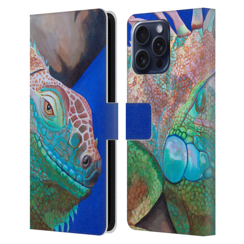 Jody Wright Animals Iguana Attitude Leather Book Wallet Case Cover For Apple iPhone 16 Pro Max