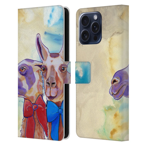 Jody Wright Animals Lovely Llamas Leather Book Wallet Case Cover For Apple iPhone 16 Pro Max