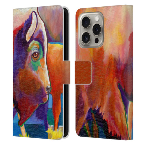 Jody Wright Animals Bison Leather Book Wallet Case Cover For Apple iPhone 16 Pro