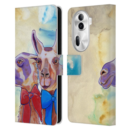 Jody Wright Animals Lovely Llamas Leather Book Wallet Case Cover For OPPO Reno11