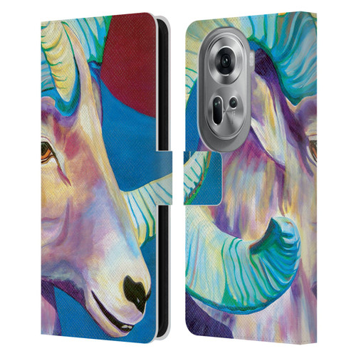 Jody Wright Animals Bighorn Leather Book Wallet Case Cover For OPPO Reno11 Pro