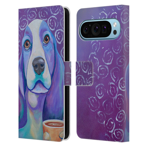 Jody Wright Dog And Cat Collection Caffeine Is Mandatory Leather Book Wallet Case Cover For Google Pixel 9 / Pixel 9 Pro