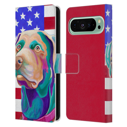 Jody Wright Dog And Cat Collection US Flag Leather Book Wallet Case Cover For Google Pixel 9 Pro XL