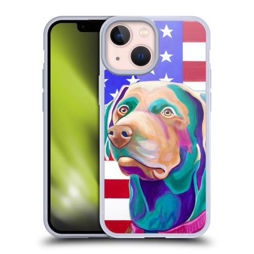 Jody Wright Dog And Cat Collection US Flag Soft Gel Case for Apple iPhone 13 Mini