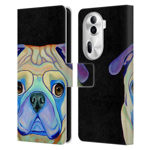 Jody Wright Dog And Cat Collection Pug Leather Book Wallet Case Cover For OPPO Reno11
