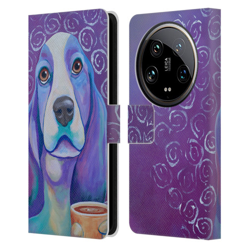 Jody Wright Dog And Cat Collection Caffeine Is Mandatory Leather Book Wallet Case Cover For Xiaomi 14 Ultra