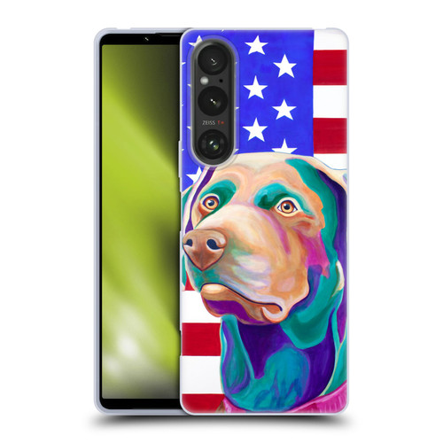 Jody Wright Dog And Cat Collection US Flag Soft Gel Case for Sony Xperia 1 V 5G