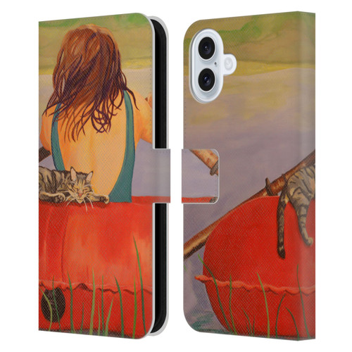 Jody Wright Life Around Us The Woman And Cat Nap Leather Book Wallet Case Cover For Apple iPhone 16 Plus