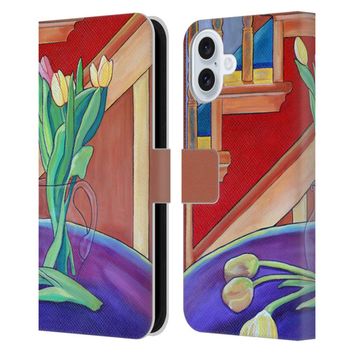 Jody Wright Life Around Us Spring Tulips Leather Book Wallet Case Cover For Apple iPhone 16 Plus