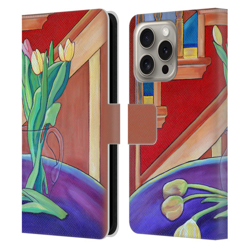 Jody Wright Life Around Us Spring Tulips Leather Book Wallet Case Cover For Apple iPhone 16 Pro