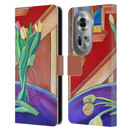 Jody Wright Life Around Us Spring Tulips Leather Book Wallet Case Cover For OPPO Reno11 Pro
