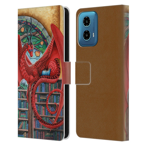 Carla Morrow Dragons Gateway Of Knowledge Leather Book Wallet Case Cover For Motorola Moto G34 5G