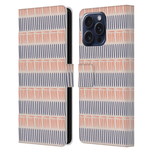 Gabriela Thomeu Art Blue And Pink Lines Leather Book Wallet Case Cover For Apple iPhone 16 Pro Max
