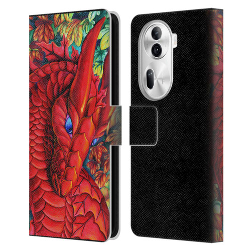 Carla Morrow Dragons Red Autumn Dragon Leather Book Wallet Case Cover For OPPO Reno11