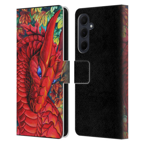 Carla Morrow Dragons Red Autumn Dragon Leather Book Wallet Case Cover For Samsung Galaxy A35 5G