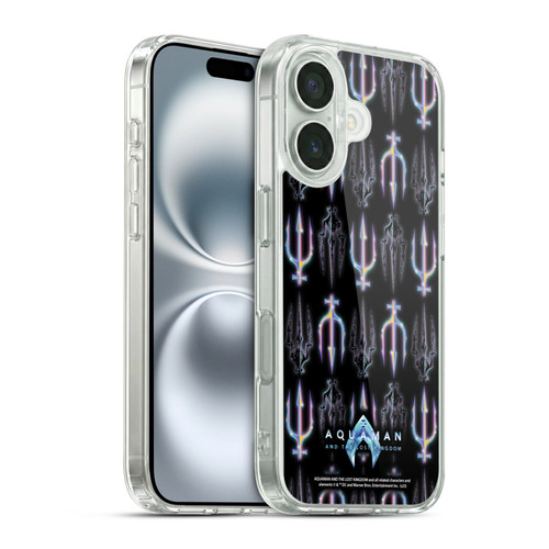 Aquaman And The Lost Kingdom Graphics Trident Pattern Soft Gel Case for Apple iPhone 16 & MagSafe