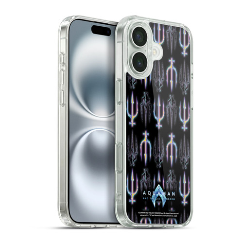 Aquaman And The Lost Kingdom Graphics Trident Pattern Soft Gel Case for Apple iPhone 16 Plus & MagSafe