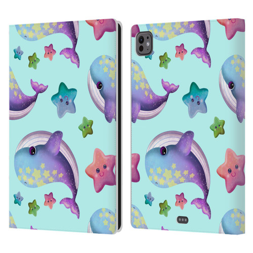 Carla Morrow Patterns Whale And Starfish Leather Book Wallet Case Cover For Apple iPad Pro 11 M4 2024