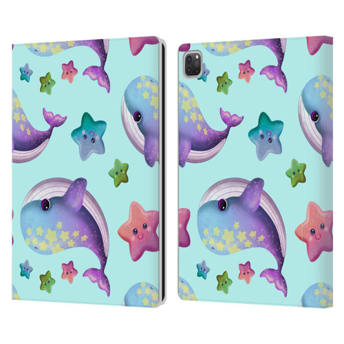 Carla Morrow Patterns Whale And Starfish Leather Book Wallet Case Cover For Apple iPad Pro 13 M4 2024