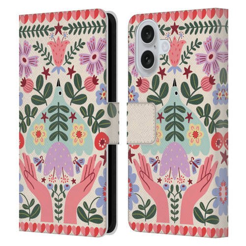 Gabriela Thomeu Floral Folk Flora Leather Book Wallet Case Cover For Apple iPhone 16