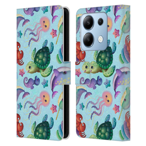 Carla Morrow Patterns Sea Life Leather Book Wallet Case Cover For Xiaomi Redmi Note 13/13 Pro 5G
