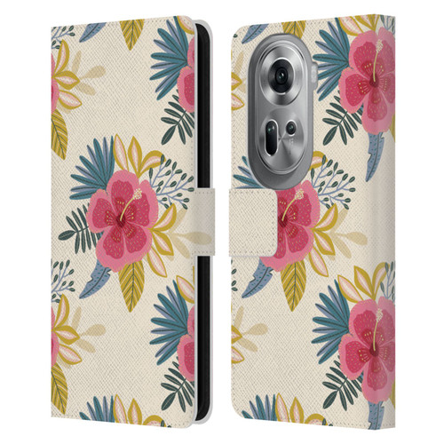 Gabriela Thomeu Floral Tropical Leather Book Wallet Case Cover For OPPO Reno11 Pro