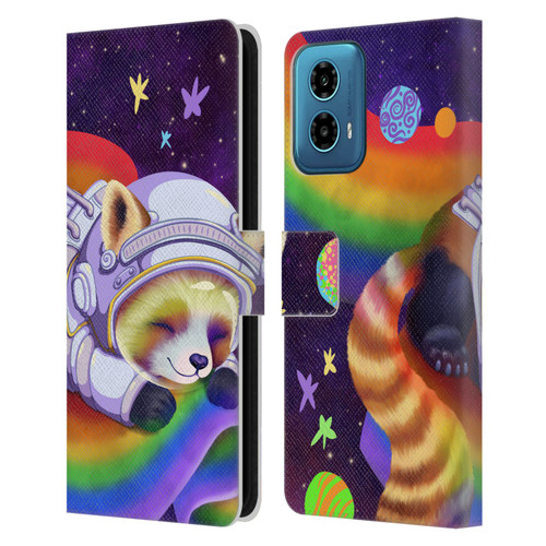 Carla Morrow Rainbow Animals Red Panda Sleeping Leather Book Wallet Case Cover For Motorola Moto G34 5G