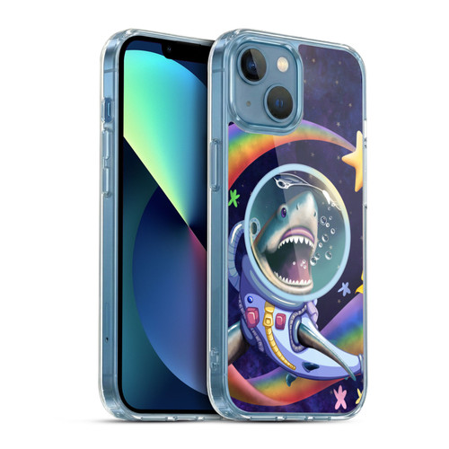 Carla Morrow Rainbow Animals Shark & Fish In Space Soft Gel Case for Apple iPhone 13 Mini & MagSafe