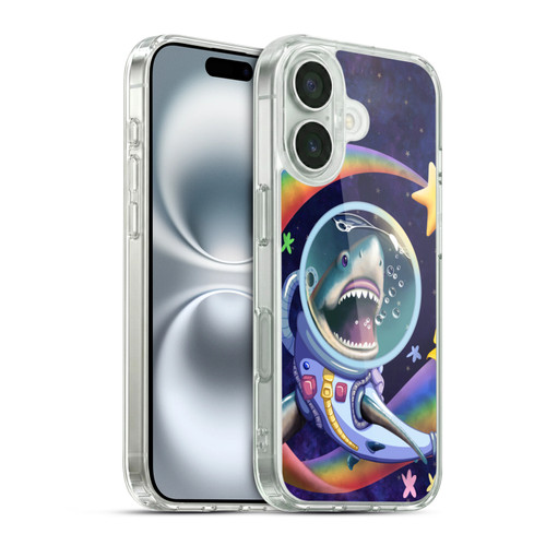 Carla Morrow Rainbow Animals Shark & Fish In Space Soft Gel Case for Apple iPhone 16 & MagSafe