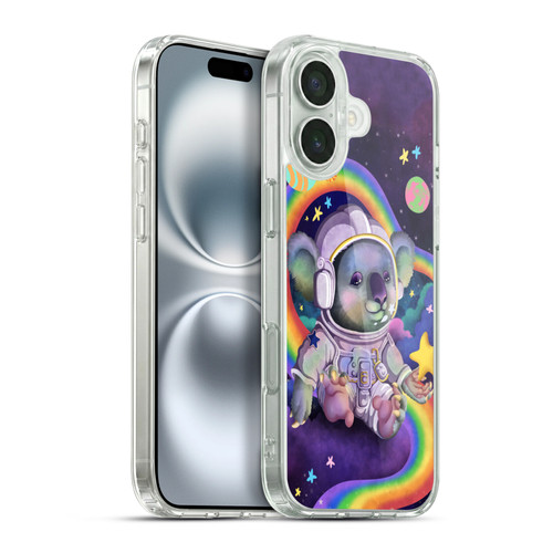 Carla Morrow Rainbow Animals Koala In Space Soft Gel Case for Apple iPhone 16 Plus & MagSafe
