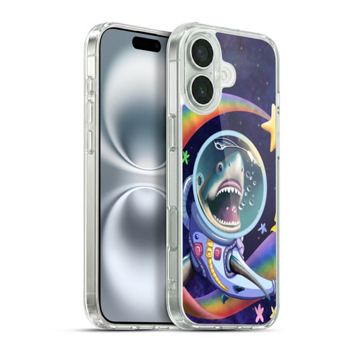 Carla Morrow Rainbow Animals Shark & Fish In Space Soft Gel Case for Apple iPhone 16 Plus & MagSafe