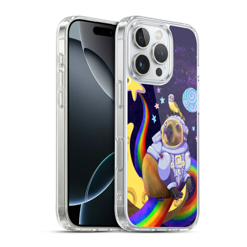 Carla Morrow Rainbow Animals Capybara Sitting On A Moon Soft Gel Case for Apple iPhone 16 Pro & MagSafe