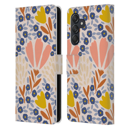 Gabriela Thomeu Floral Spring Flower Field Leather Book Wallet Case Cover For Samsung Galaxy M55 5G